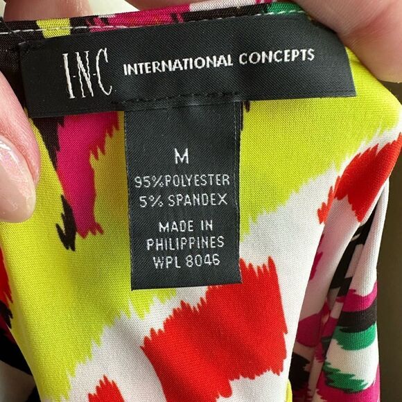 INC Halter Cross Front & Back Bright Multi Color Top Size Medium SOFT - Picture 7 of 8